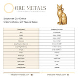 9ct Yellow Gold - Singapura Cat Charm