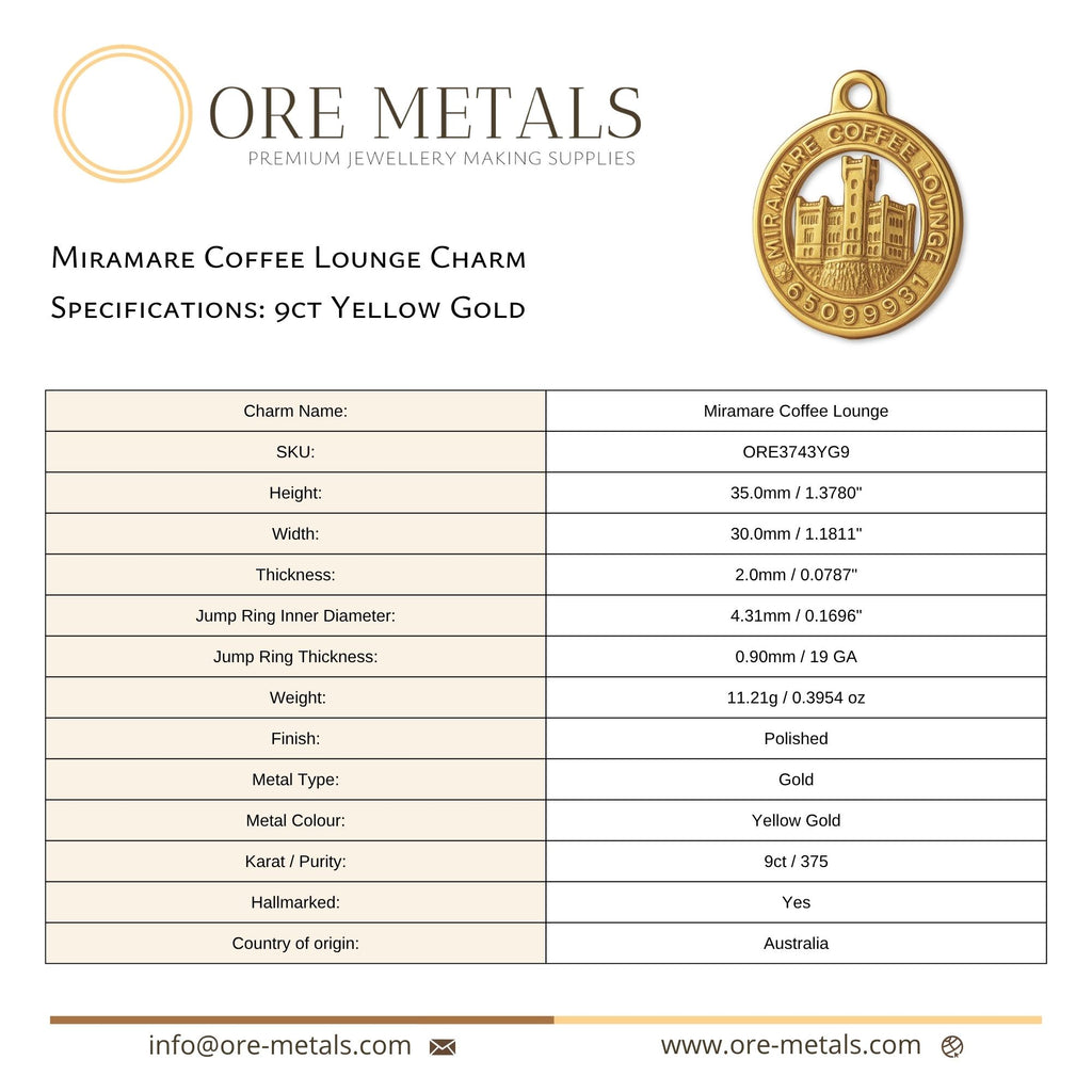 9ct Yellow Gold - Miramare Coffee Lounge Charm