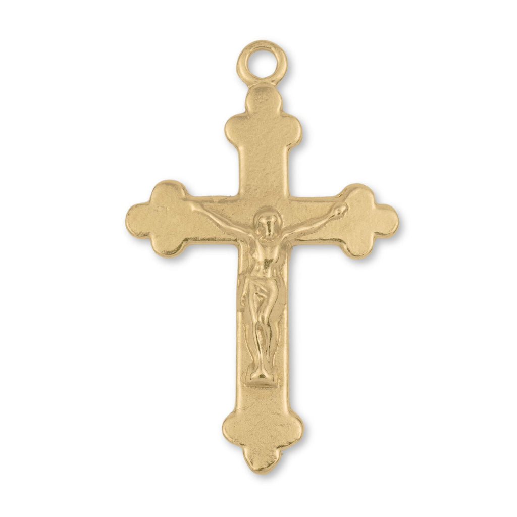 14ct Gold Plated - Jesus on Budded Trefoil Crucifix Charm