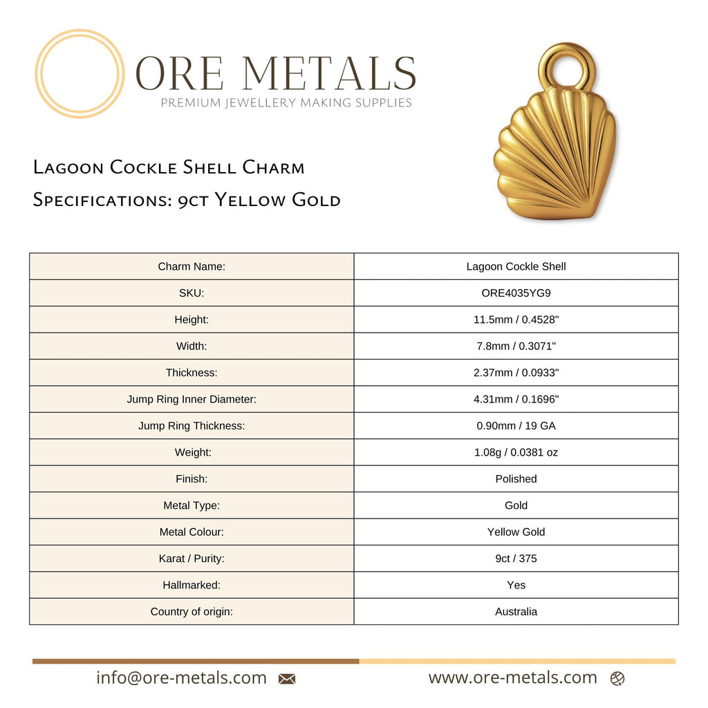 9ct Yellow Gold - Lagoon Cockle Shell Charm