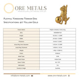 9ct Yellow Gold - Playful Yorkshire Terrier Dog Charm