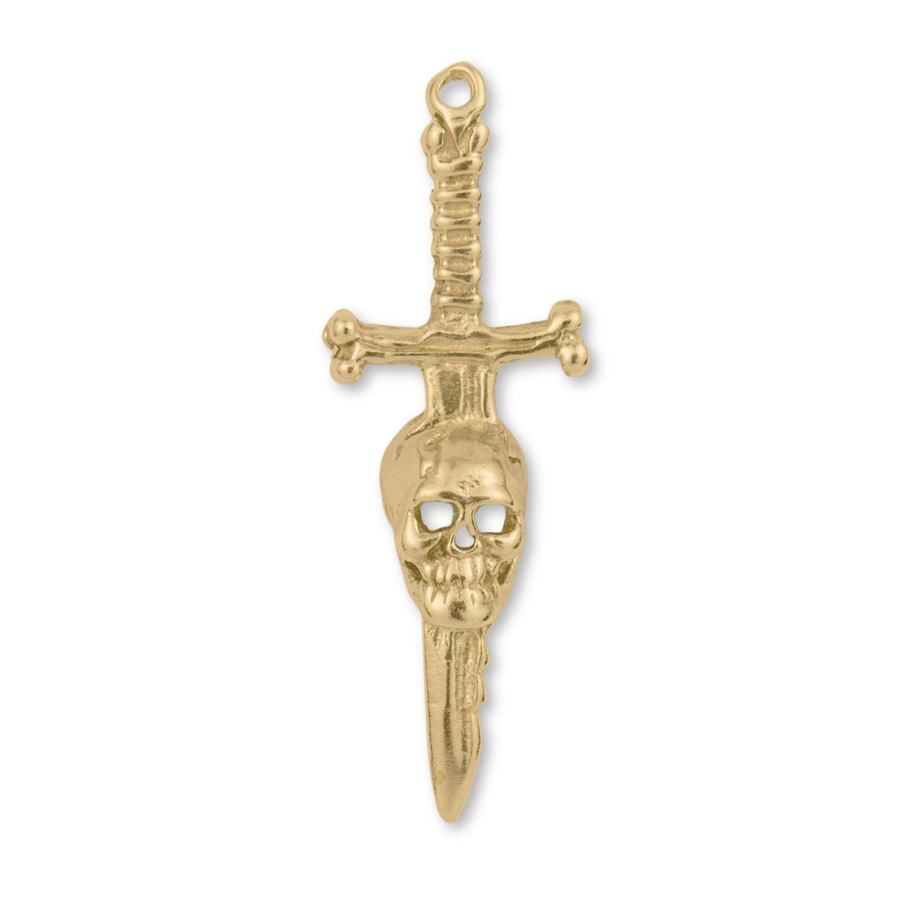 9ct Yellow Gold - Skull Sword Charm