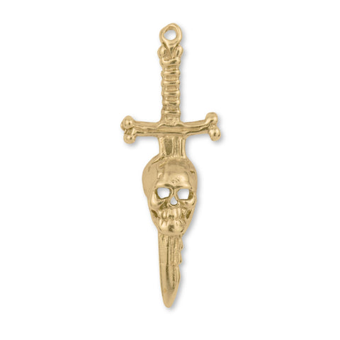 9ct Yellow Gold - Skull Sword Charm