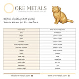 9ct Yellow Gold - British Shorthair Cat Charm