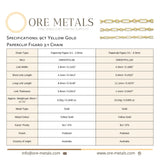 9ct Yellow Gold - Paperclip Figaro 3:1 - Necklace Chain