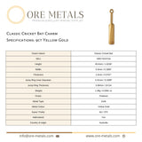 9ct Yellow Gold - Classic Cricket Bat Charm