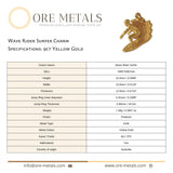 9ct Yellow Gold - Wave Rider Surfer Charm