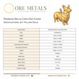 9ct Yellow Gold - Pembroke Welsh Corgi Dog Charm