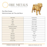 9ct Yellow Gold - Pug Dog Charm