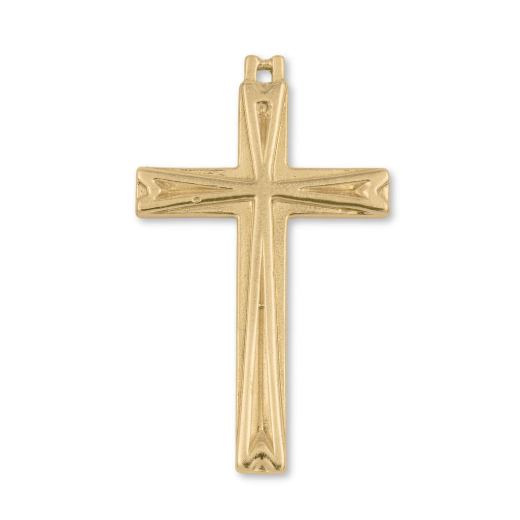 14ct Gold Plated - Embossed Regal Crucifix Charm