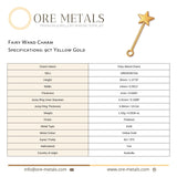 9ct Yellow Gold - Fairy Wand Charm