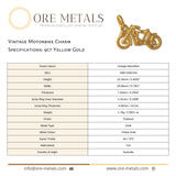 9ct Yellow Gold - Vintage Motorbike Charm