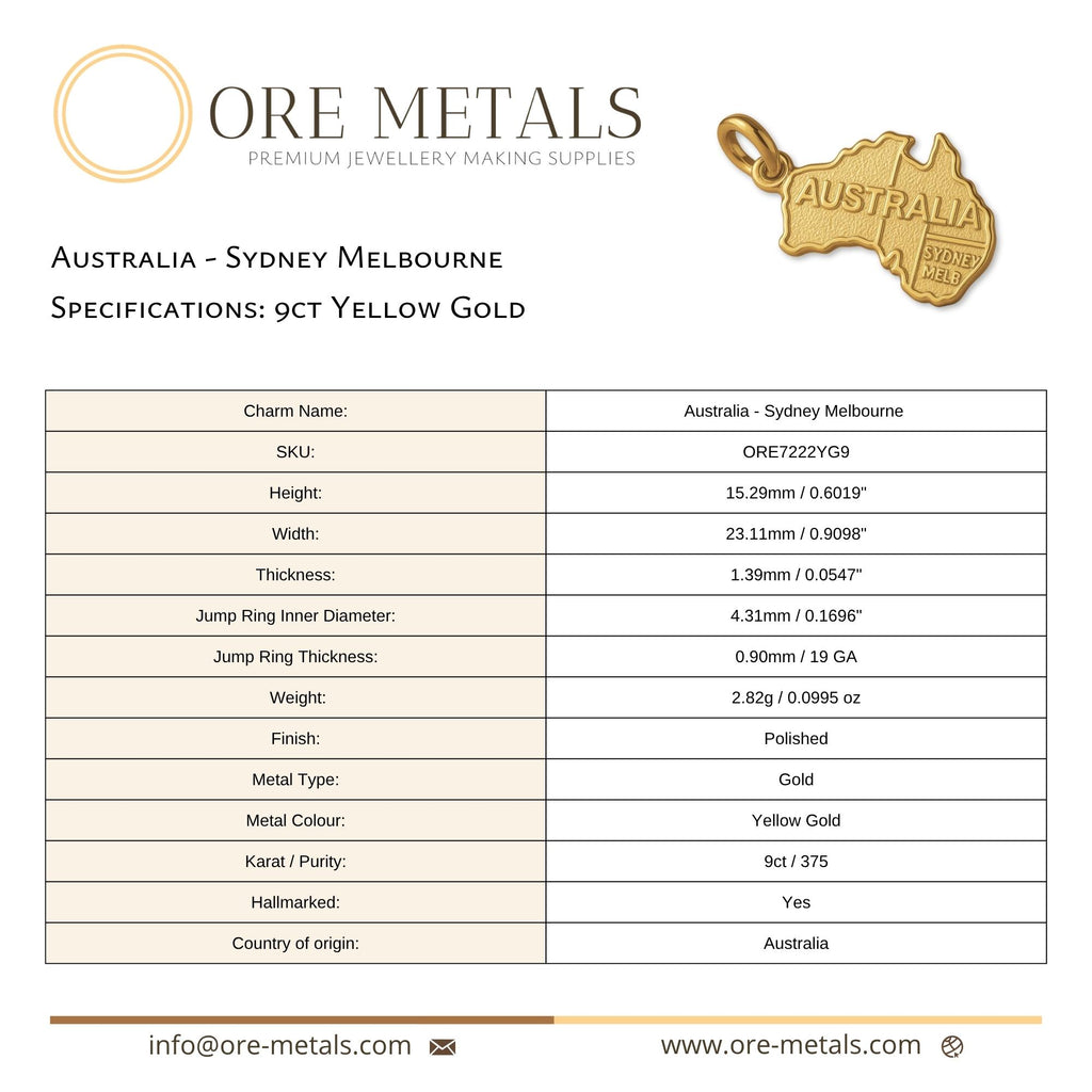 9ct Yellow Gold - Australian Flag Charm