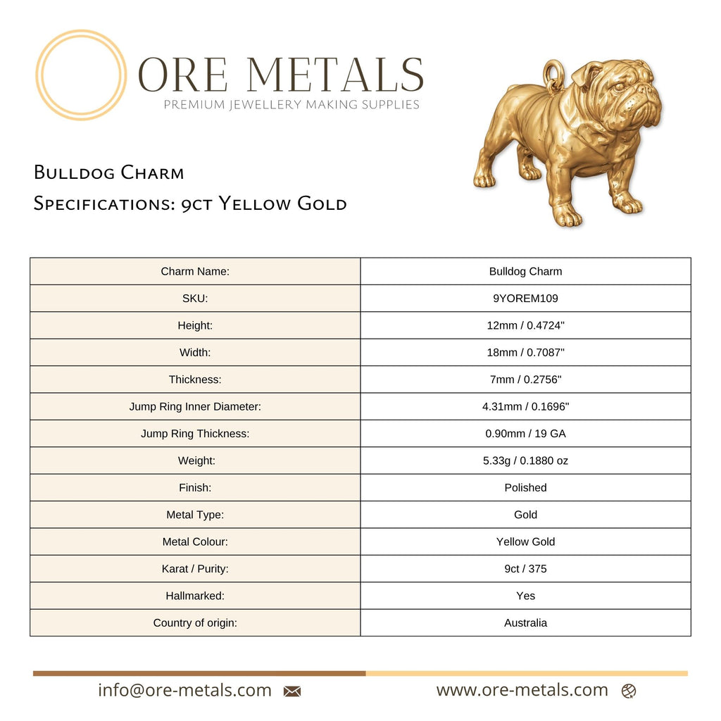 9ct Yellow Gold - Bulldog Charm