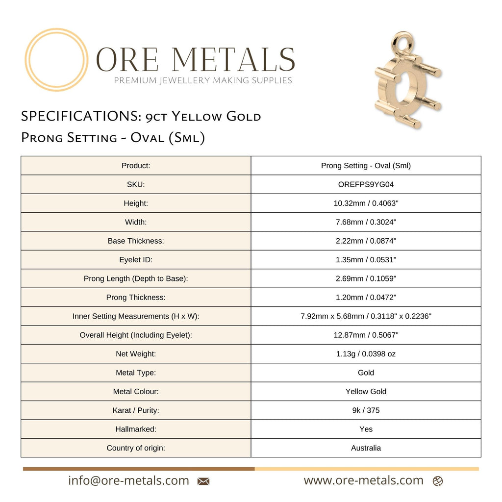 9ct Yellow Gold - Oval Prong Setting