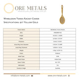 9ct Yellow Gold - Wimbledon Tennis Racket Charm