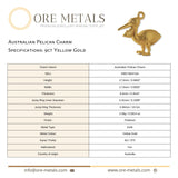 9ct Yellow Gold - Australian Pelican Charm