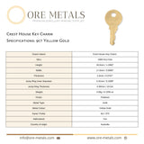 9ct Yellow Gold - Crest House Key Charm