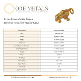 9ct Yellow Gold - Retro Roller Skate Charm