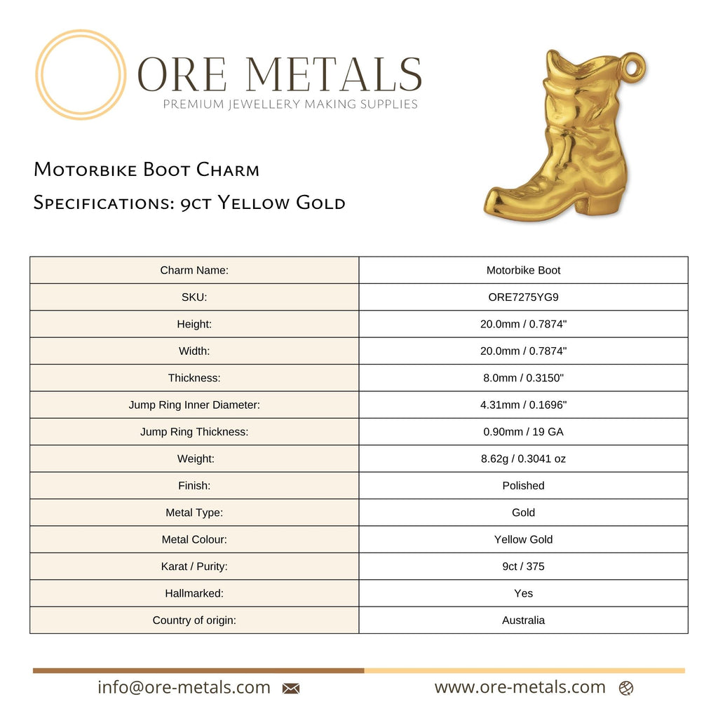 9ct Yellow Gold - Motorbike Boot Charm