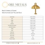 9ct Yellow Gold - Beach Umbrella Charm