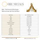 9ct Yellow Gold - Bow Toe Stiletto Pair Charm