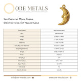 9ct Yellow Gold - Sad Crescent Moon Charm