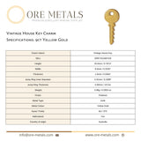 9ct Yellow Gold - Vintage House Key Charm
