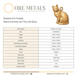 9ct Yellow Gold - Siamese Cat Charm