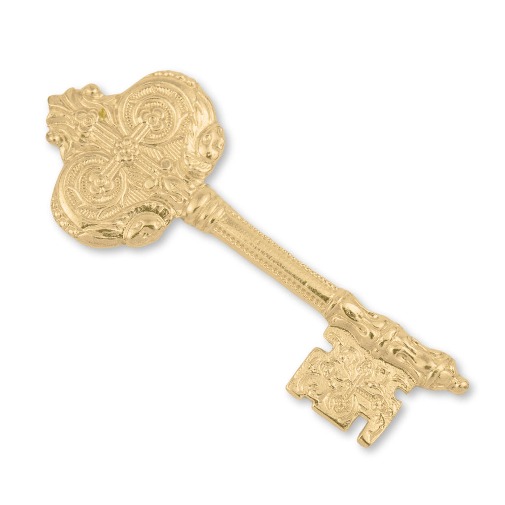 14ct Gold Plated - Baroque Filigree Key Charm