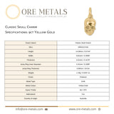 9ct Yellow Gold - Classic Skull Charm