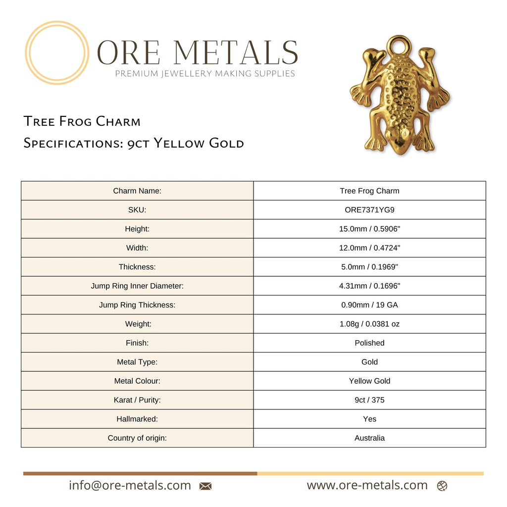9ct Yellow Gold - Tree Frog Charm