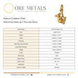 9ct Yellow Gold - Koala Climbing Tree Charm