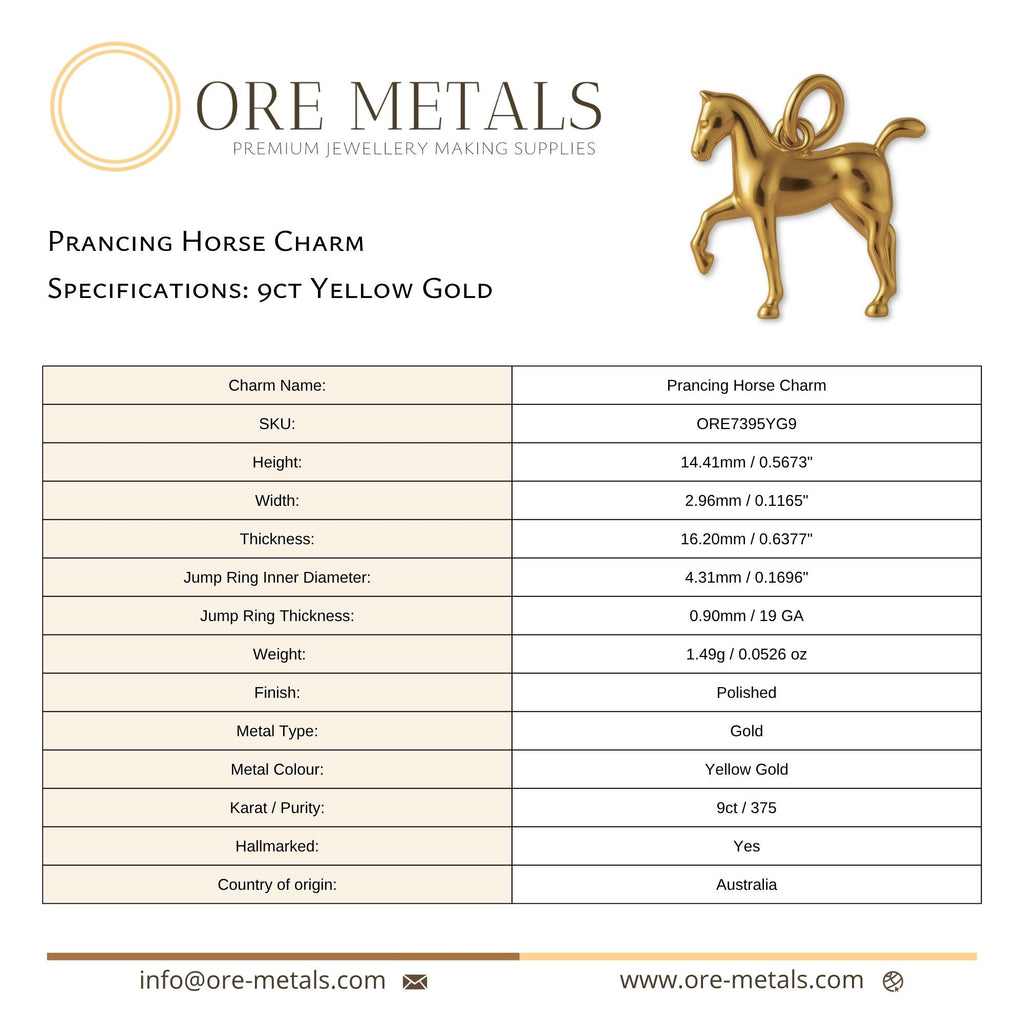 9ct Yellow Gold - Prancing Horse Charm