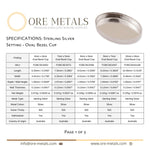 925 Sterling Silver - Ovala bezel Cups