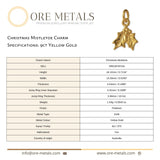 9ct Yellow Gold - Christmas Mistletoe Charm