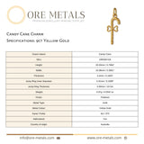 9ct Yellow Gold - Candy Cane Charm