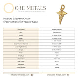 9ct Yellow Gold - Medical Caduceus Charm