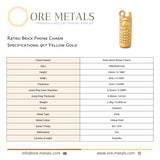 9ct Yellow Gold - Retro Brick Phone Charm