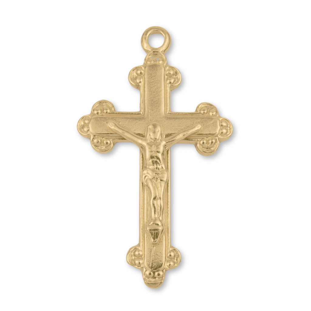 18ct Yellow Gold - Jesus on Budded Crucifix Charm