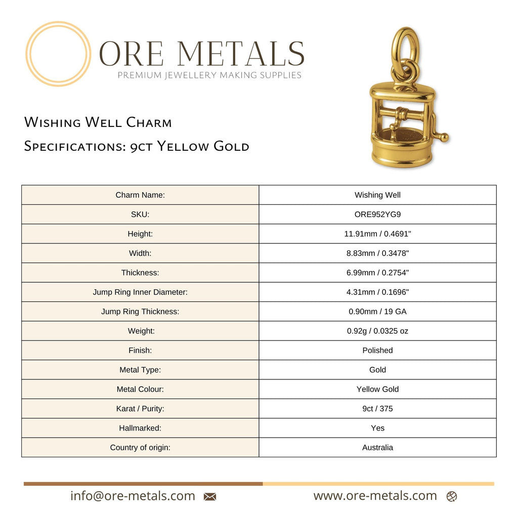 9ct Yellow Gold - Wishing Well Charm