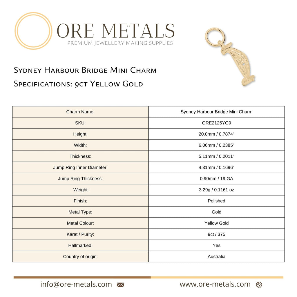 9ct Yellow Gold - Sydney Harbour Bridge Gallery Charm