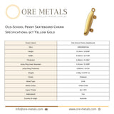 9ct Yellow Gold - Old-School Penny Skateboard Charm