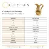 9ct Yellow Gold - Fluted Water Pitcher Charm