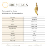 9ct Yellow Gold - Feathered Wing Charm