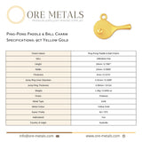 9ct Yellow Gold - Table Tennis Paddle Charm