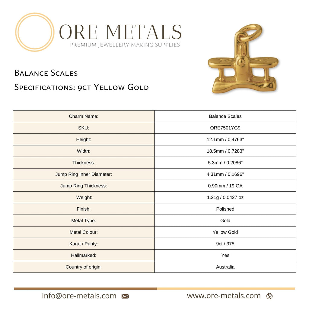 9ct Yellow Gold - Balance Scales Charm