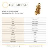 9ct Yellow Gold - Koala with Stick Charm