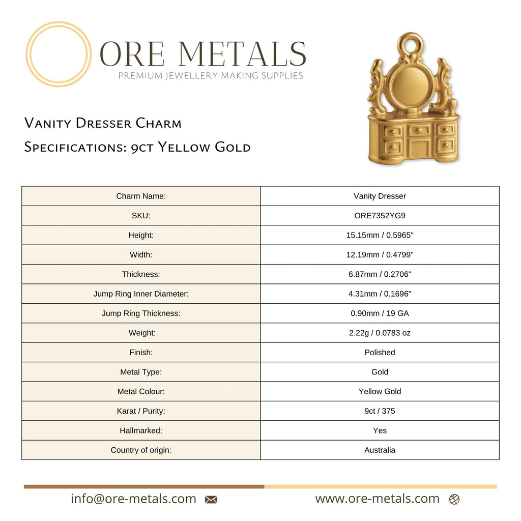 9ct Yellow Gold - Vanity Dresser Charm
