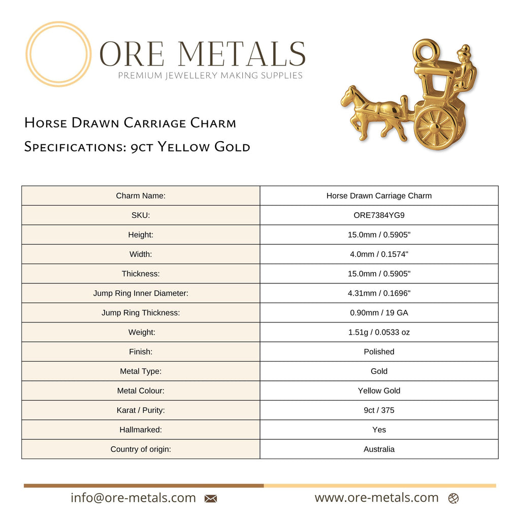 9ct Yellow Gold - Horse Drawn Carriage Charm